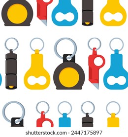 Keychains vector cartoon seamless pattern.