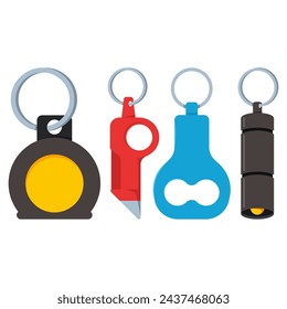 Keychains vector cartoon set isolated on a white background.