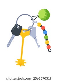 Keyholder with keys and pendants vector illustration