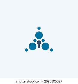 Keyhole abstract bubbles in triangle shape logo concept for security, information protection, cyber safety. Vector illustration, lock icon
