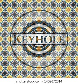 Keyhole arabic style emblem. Arabesque decoration.