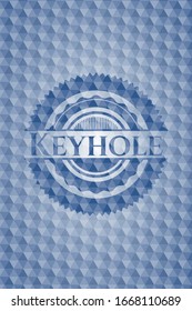 Keyhole blue badge with geometric pattern. Vector Illustration. Detailed.