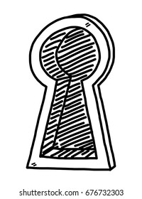 keyhole / cartoon vector and illustration, black and white, hand drawn, sketch style, isolated on white background.