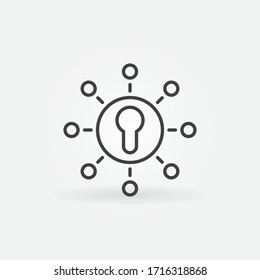 Schlüsselloch- und Circles-Vektorillustration-Symbol oder Zeichen im Rahmenstil