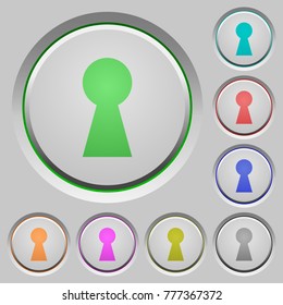 Keyhole color icons on sunk push buttons