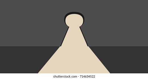 Keyhole concept which has a bright light. Light poured into the room from the keyhole.