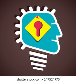 keyhole in creative human head stock vector