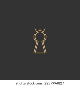 keyhole crown logo design vector template