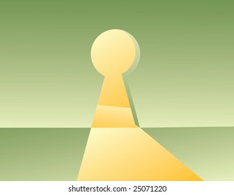 keyhole of door, yellow way
