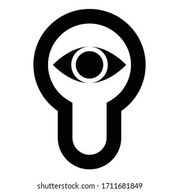 Keyhole eye looking Lock door Look concept icon black color vector illustration flat style image