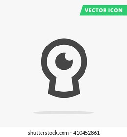 Keyhole flat vector icon, black silhouette keyhole sign, hole for key with eye pupil spy sign, line shape keyhole icon