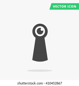 Keyhole flat vector icon, black silhouette keyhole sign, hole for key with eye pupil spy sign, line shape keyhole icon