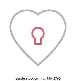 keyhole heart colour line vector icon
