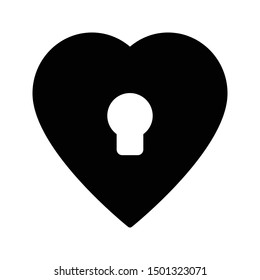 keyhole heart glyph flat vector icon