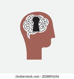 Keyhole to human brain, state of mind. Understanding the other person. Vector illustration, EPS 10