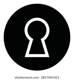 A keyhole icon in a black circle represents access, security, and confidentiality on a white background
