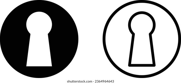 keyhole icon circle set in two styles isolated on white background