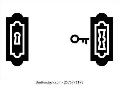 keyhole icon, door lock, key hole, Security, protection line and flat icon set, editable stroke isolated on white, linear vector outline illustration, symbol logo design