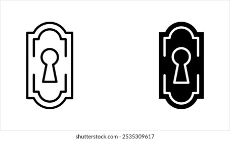 icono de ojo de cerradura, cerradura de puerta, seguridad, línea de protección y carrera editable, conjunto de iconos planos aislados sobre fondo blanco.