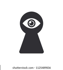 Keyhole Icon. Eye In Keyhole. Spying, Spy, Watch. Secret Mission. Sneak Peek. Eye Icon. Do Not Disturb. Vector Illustration. Color Easy To Edit. Transparent Background.
