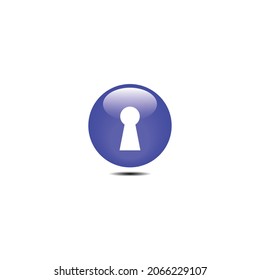Keyhole Icon with Glossy Blue Button. Vector Illustration Design