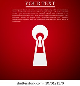 Keyhole icon isolated on red background. Key of success solution, business concept. Keyhole express the concept of riddle, secret, peeping, safety, security. Flat design. Vector Illustration