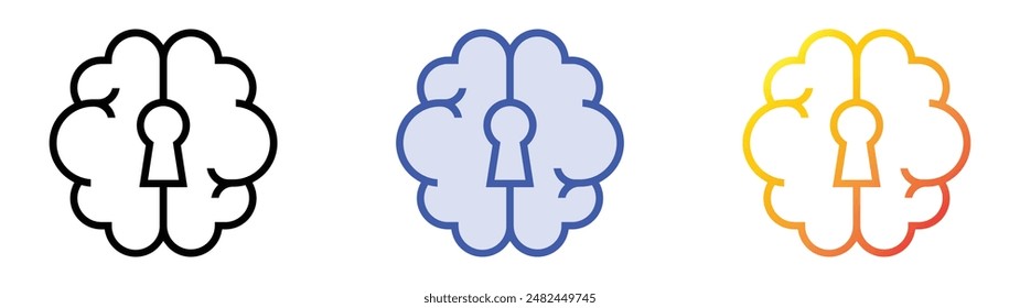 icono de ojo de cerradura. Diseño de estilo de relleno lineal, azul y degradado aislado sobre fondo blanco
