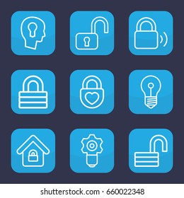 Keyhole icon. set of 9 outline keyhole icons such as lock
