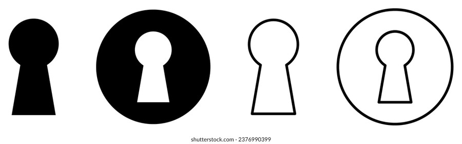 Keyhole icon set. Door key hole icon. Vector illustration isolated on white background
