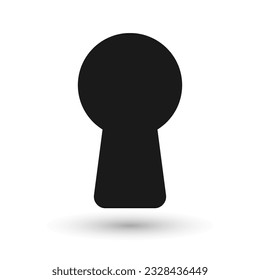 Keyhole icon with shadow a flat design in black color. Vector image to be used in web applications, mobile applications and print media.