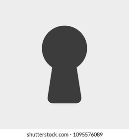 Keyhole icon with shadow, hole isolated on a white background, stylish vector illustration for web design, eps  10
