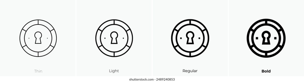 keyhole icon. Thin, Light Regular And Bold style design isolated on white background