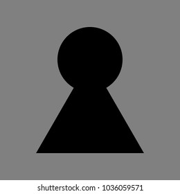 Keyhole icon. Vector. Black icon on medium gray background. Isolated.