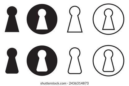 keyhole icon vector. Black keyhole on white background. Mysterious door lock. Vector illustration