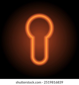 Keyhole icon, vector. Flat design. Orange neon on black background.ai