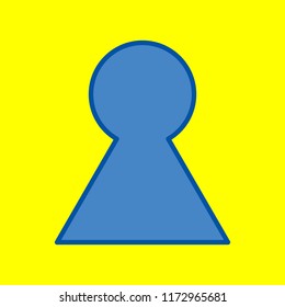 Keyhole icon. Vector. Office style blue icon at yellow background.