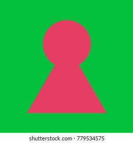Keyhole icon. Vector. Paradise pink icon on dark pastel green background.