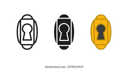 Keyhole icon. Vintage key hole vector illustration. Closed door lock symbol. Secret or mystery sign. Confidential information pictogram. Private access security concept outline or colored concept.