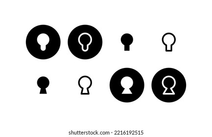 Keyhole Icons Collection. Doors Key Hole Isolated. Lock Vector Symbols On Different Backgrounds. Vector Illustration.	
