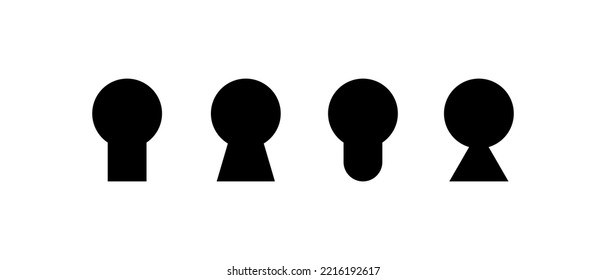 Keyhole Icons Collection. Doors Key Hole Isolated. Lock Vector Symbols On Different Backgrounds. Vector Illustration.	
