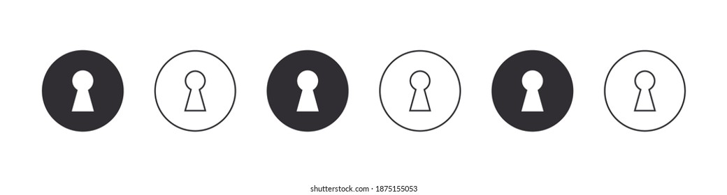 Keyhole icons. Flat design and linear design. Lock icons. Keyhole vector icons isolated on white background. Vector illustration