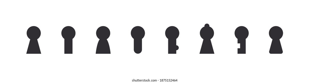Iconos del agujero de teclas. Diseño plano. Bloquear iconos. Iconos vectoriales de agujeros clave aislados en fondo blanco. Ilustración del vector
