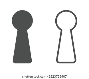 keyhole icons. Flat and line key icons isolated on white background