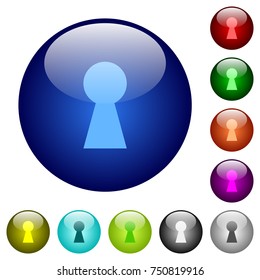 Keyhole icons on round color glass buttons