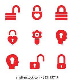 Keyhole icons set. set of 9 keyhole filled icons such as lock