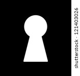 Keyhole illustration with black background, silhouette