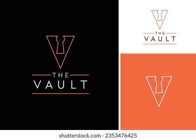 Keyhole with Initial Letter V Vault for  Bank Safety Storage Logo Design