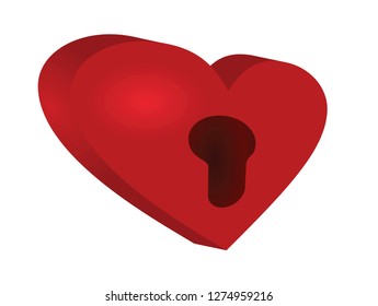 Keyhole inside heart. vector illustration