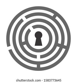 keyhole inside the maze icon isolated on white background. The concept of solving problems, finding solutions, business, leadership, thinking outside the box, brainstorming