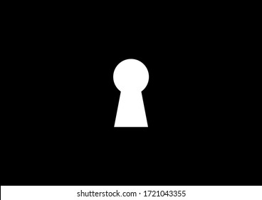 Keyhole for the key of the front door on a black background. Template for text. Place for text. Abstraction. Safe. Background vector image. Safety. Security. Poster.